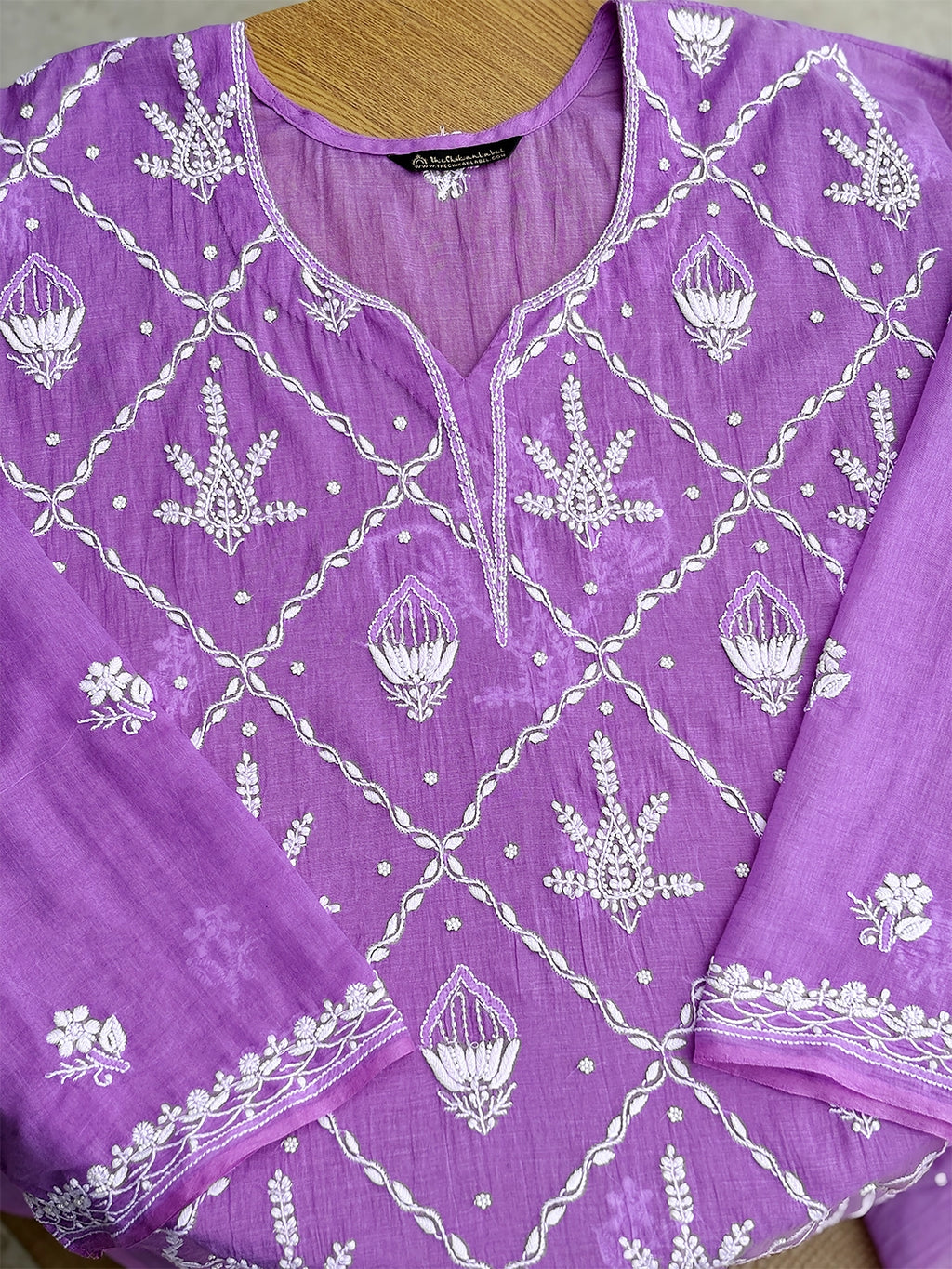 Rasik Chikankari Kurti Piece with Dupatta - Purple