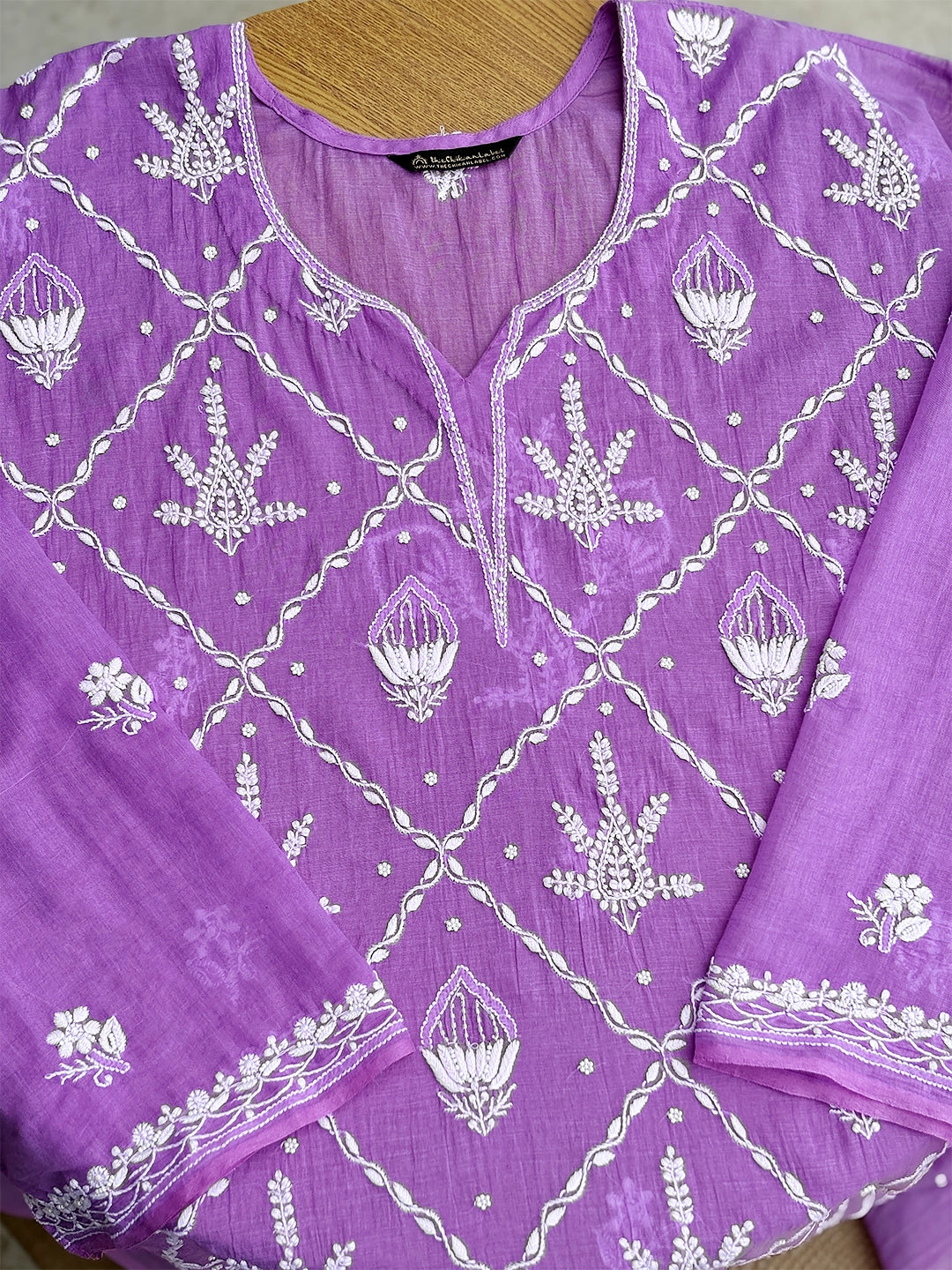 Rasik Chikankari Kurti Piece with Dupatta - Purple
