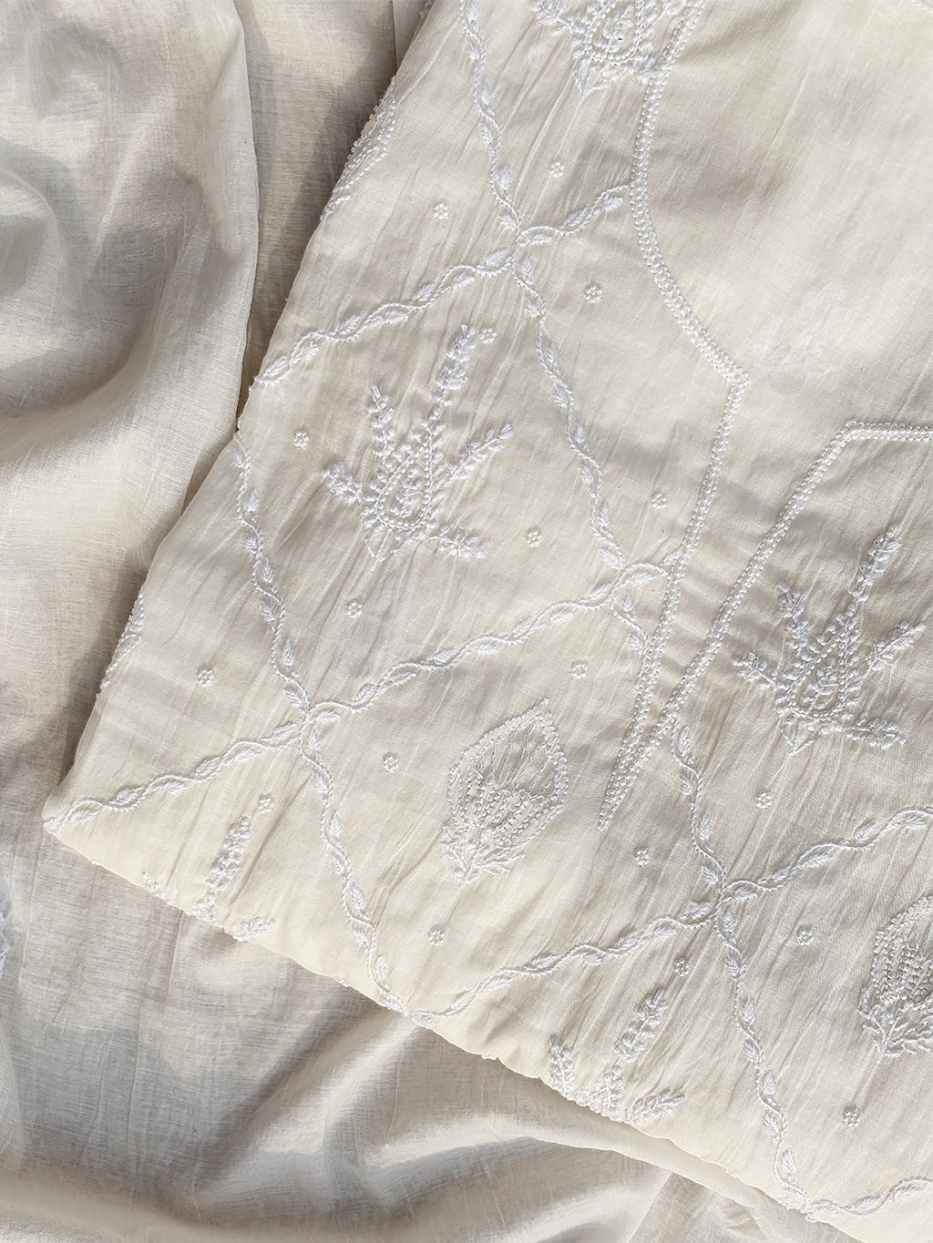 Rasik Chikankari Kurti Piece with Dupatta - White