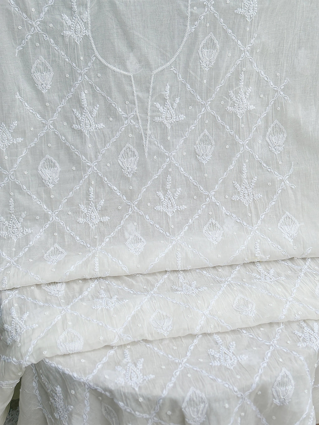 Rasik Chikankari Kurti Piece with Dupatta - White