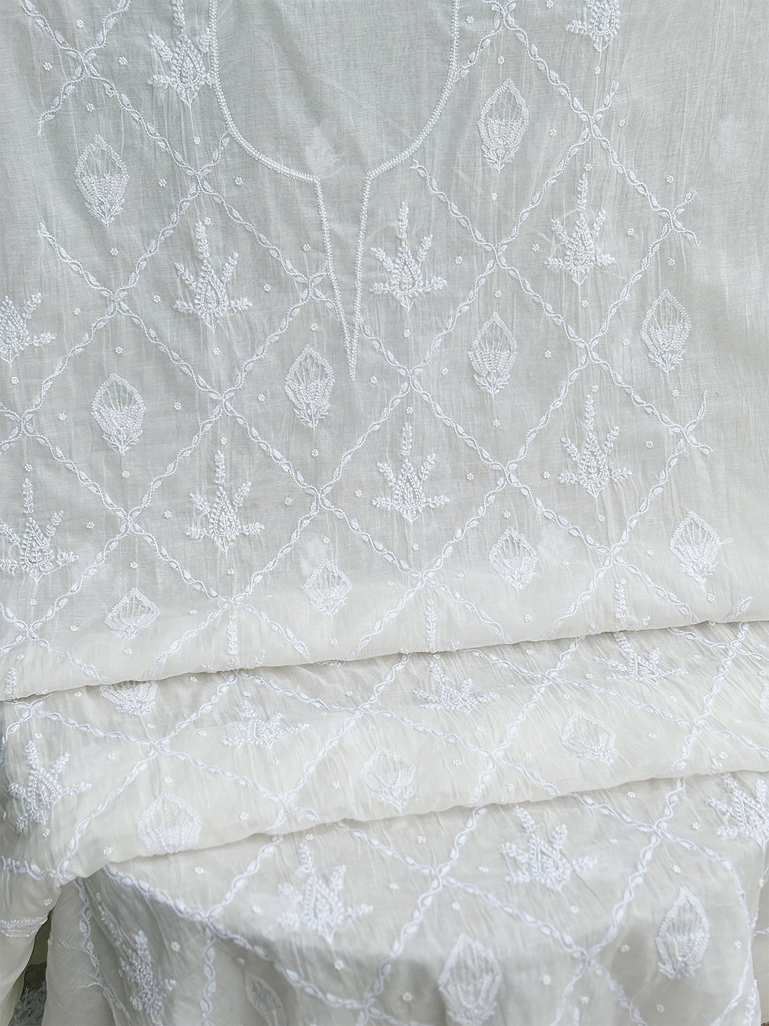 Rasik Chikankari Kurti Piece with Dupatta - White