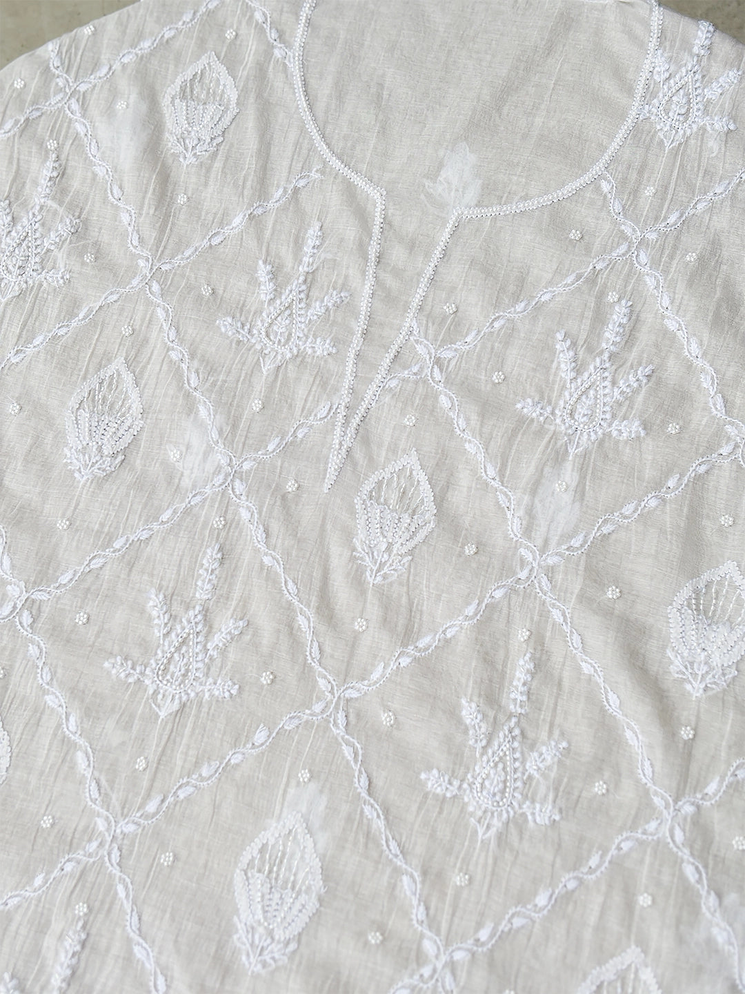 Rasik Chikankari Kurti Piece with Dupatta - White