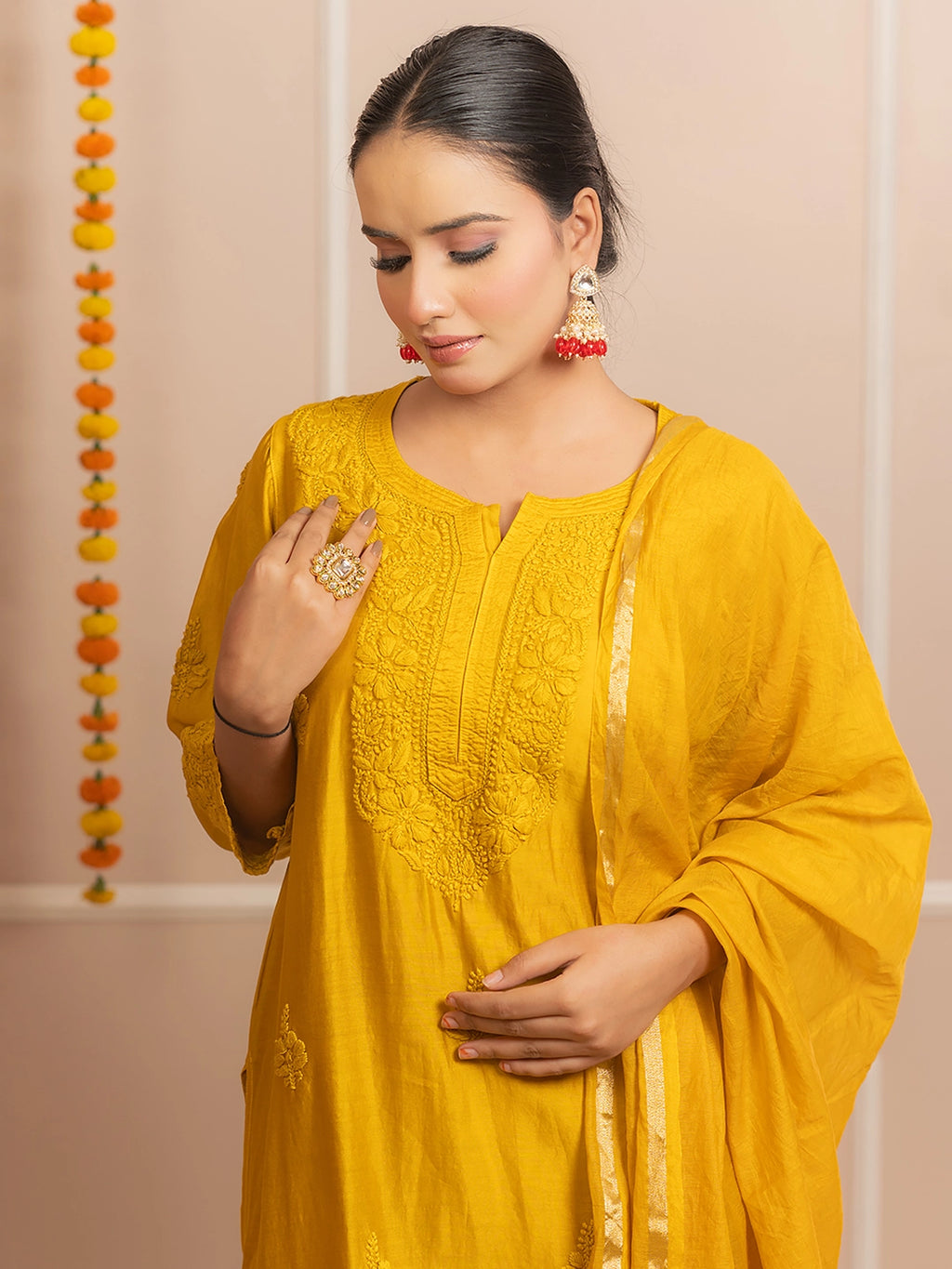 Yellow Riwaayat Chanderi Chikankari Kurta Set