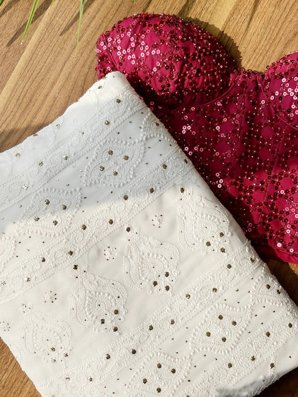 White Rutvi Viscose Chikankari Embroidered Saree