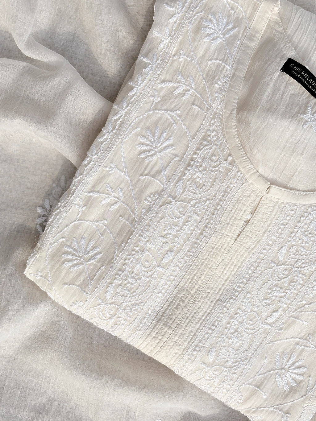 Sahiba Chikankari Kurti Piece with Dupatta - White