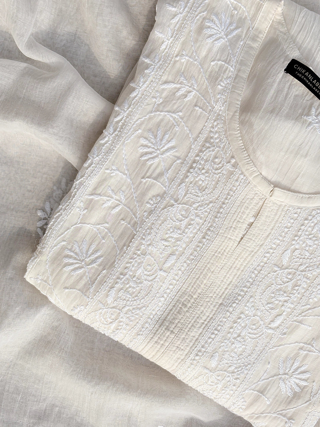 Sahiba Chikankari Kurti Piece with Dupatta - White