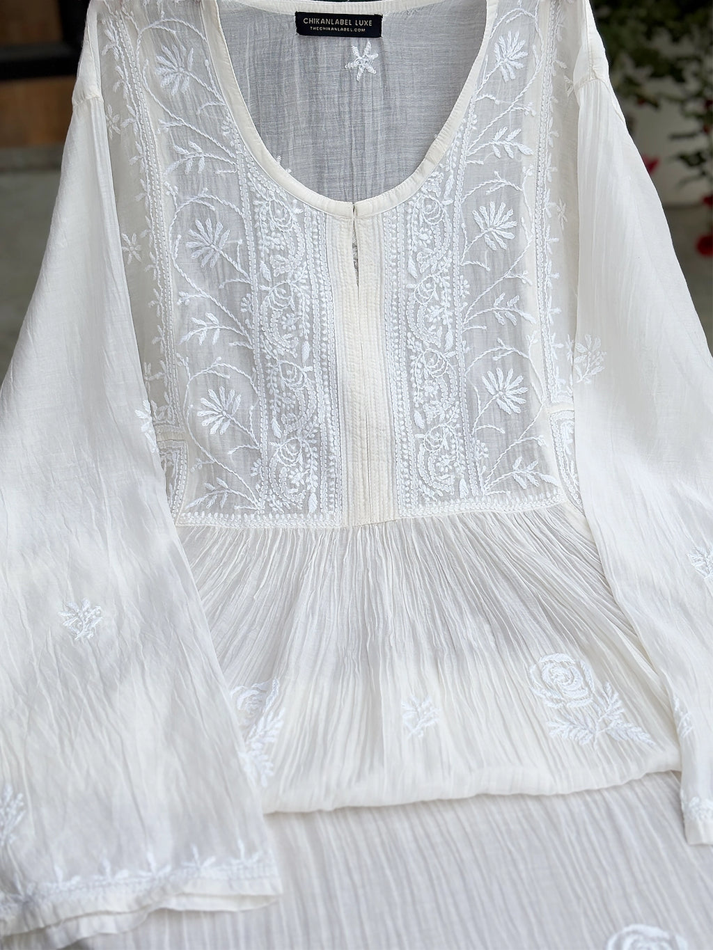 Sahiba Chikankari Kurti Piece with Dupatta - White