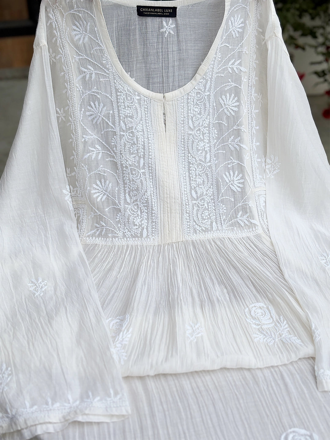 Sahiba Chikankari Kurti Piece with Dupatta - White