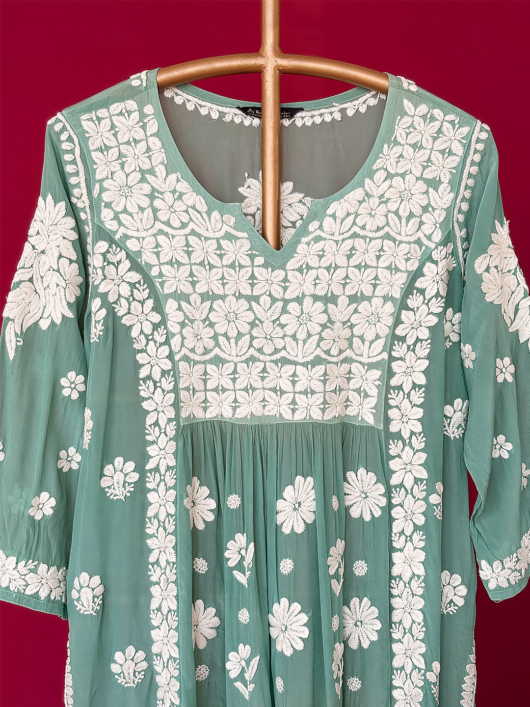 Samina Chikankari Kurta - Green