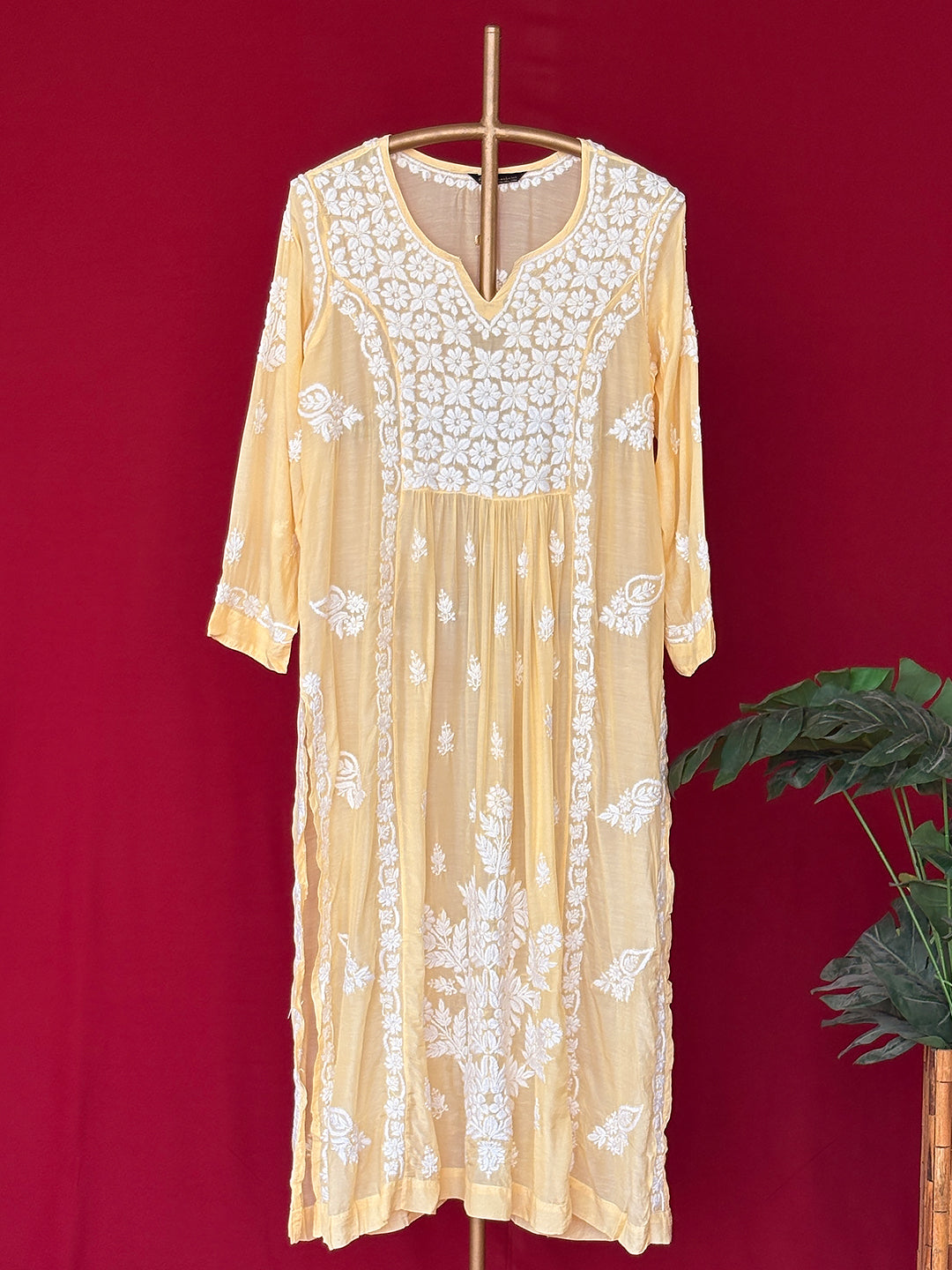 Samina Chikankari Kurta - Yellow