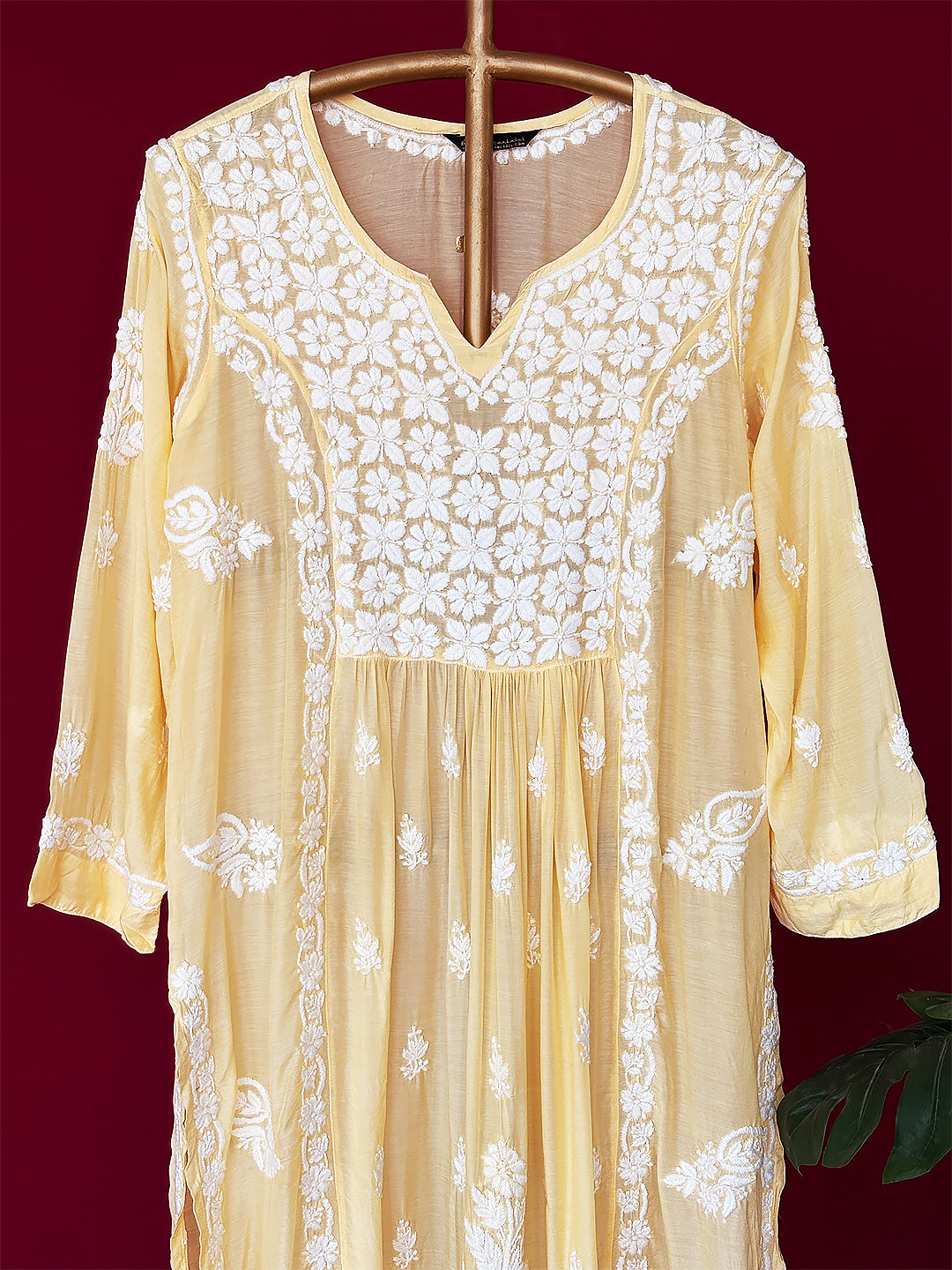 Samina Chikankari Kurta - Yellow