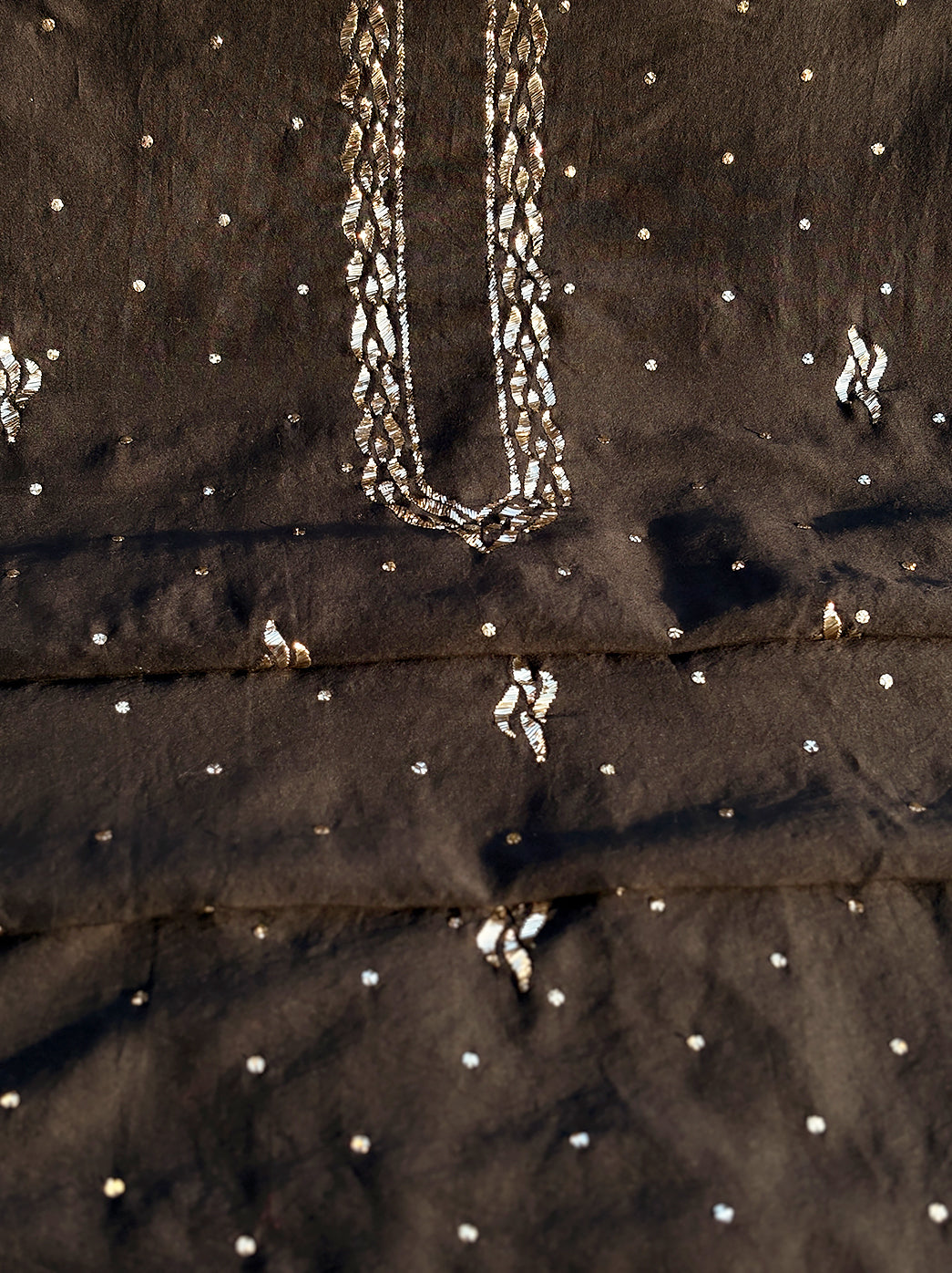 Sarth Chanderi Unstitched Chikankari Men's Kurta - Black