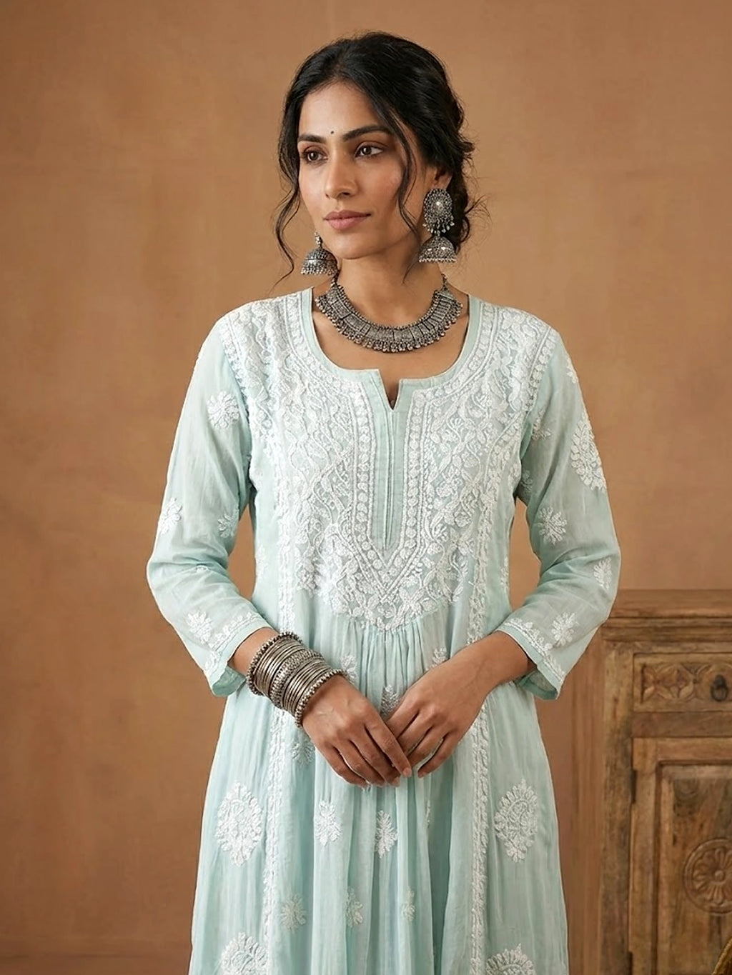 Nabiha Chikankari Kurta - Sea Green