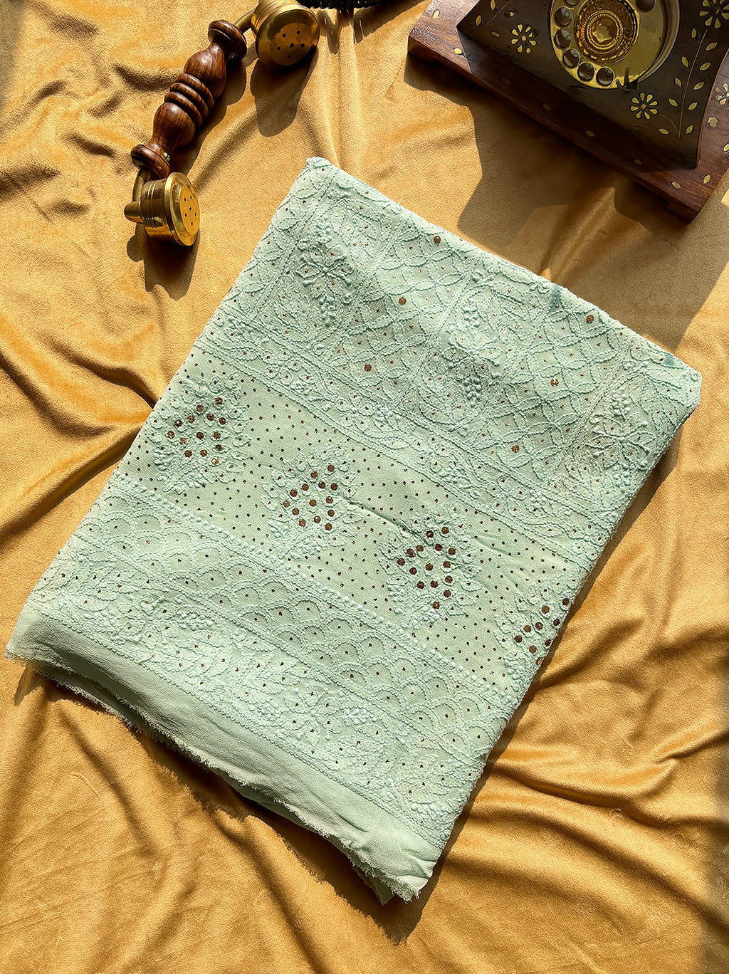 Artisan-crafted chikankari embroidery on viscose kurti piece with dupatta for traditional ethnic fashion