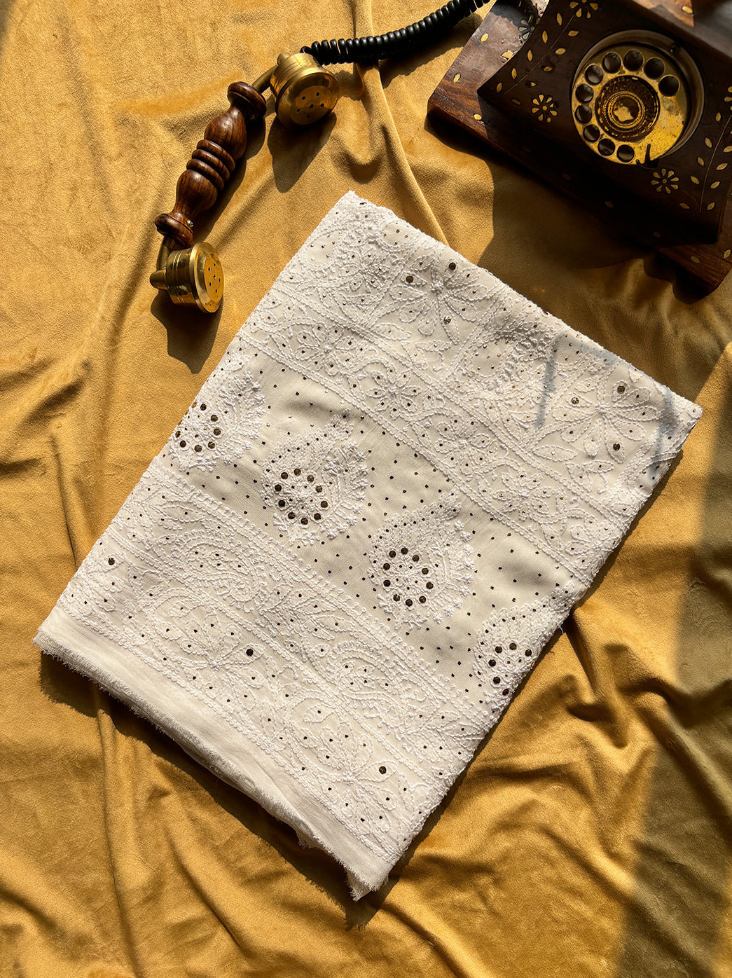 Viscose chikankari kurti piece enhanced with intricate thread embroidery and matching embroidered dupatta