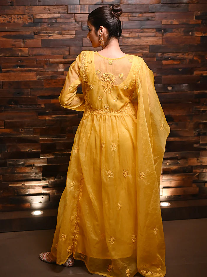 Ahilya Chikankari Kurta Set - Yellow