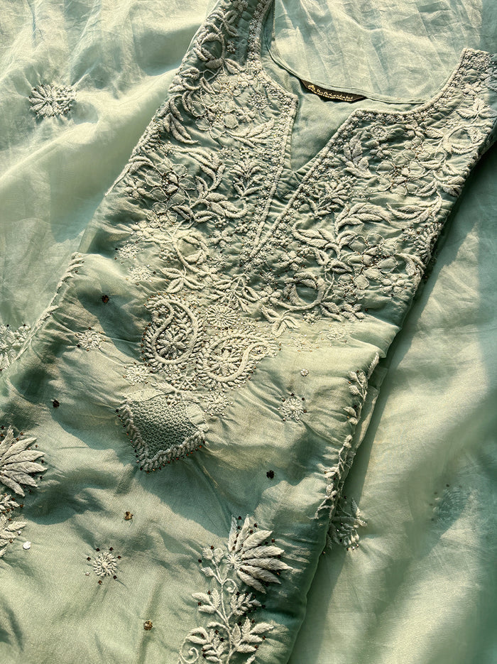 Tahilya Chikankari Kurta Set - Teal Green