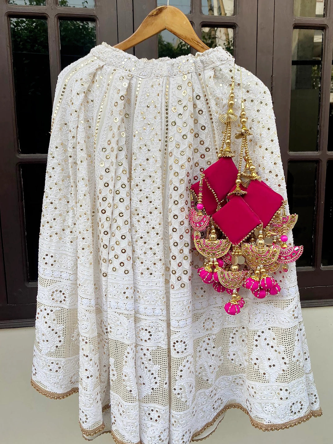 ThatBohoGirl Pure Georgette Haldi Chikankari Lehenga