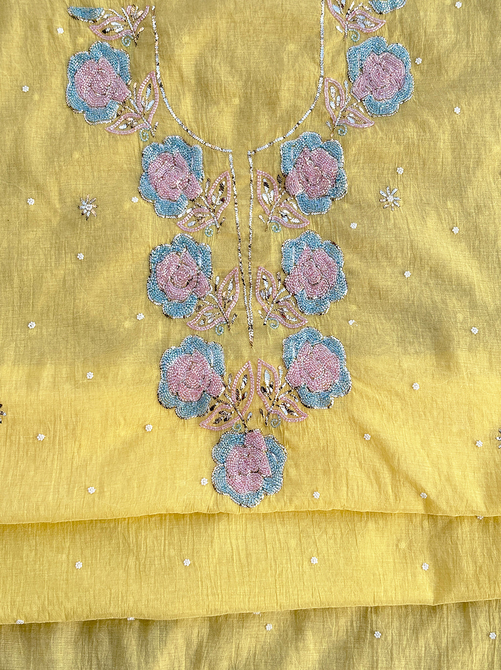 Tiya Mul Chanderi Unstitched Kurti Piece with Dupatta - Yellow