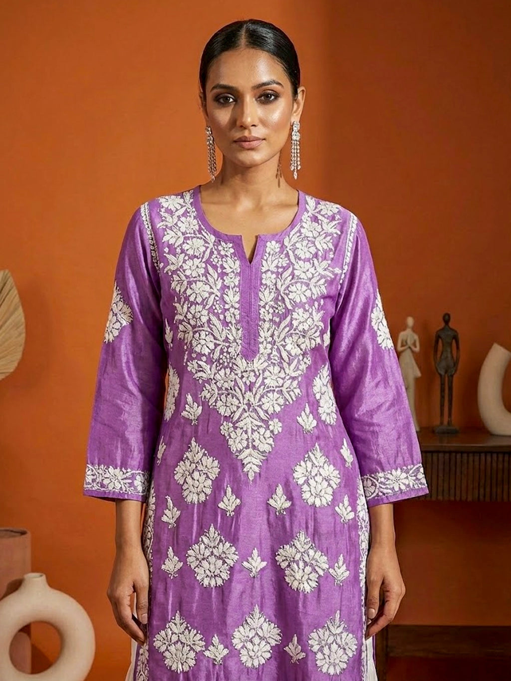 Uzma Chikankari Kurta - Lavender