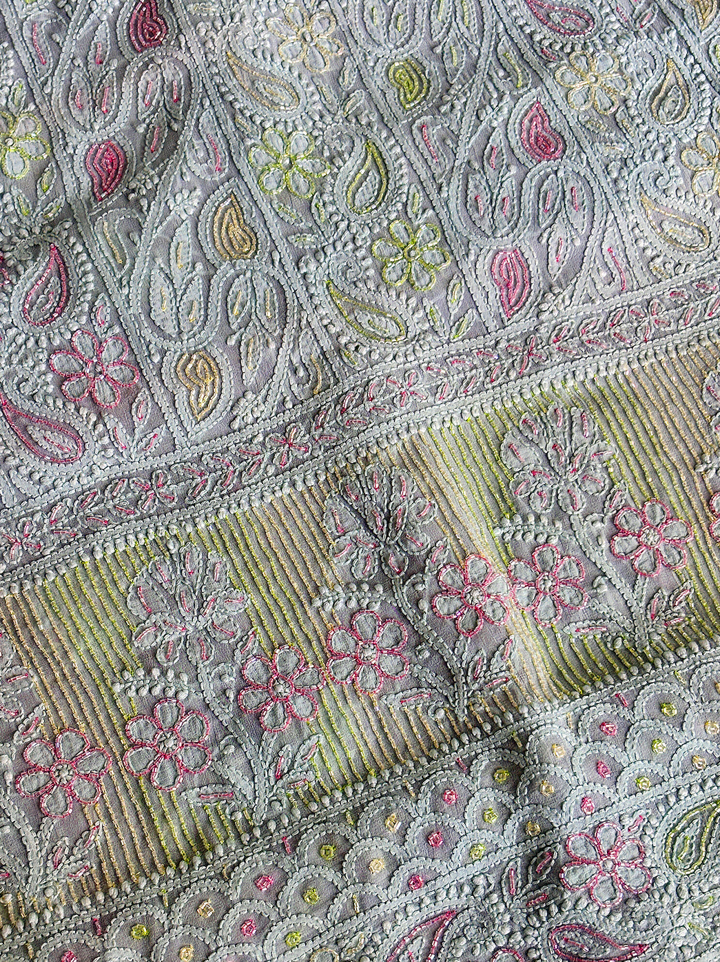 Green Viscose Chikankari Un-Stitched Kurti Piece with Dupatta