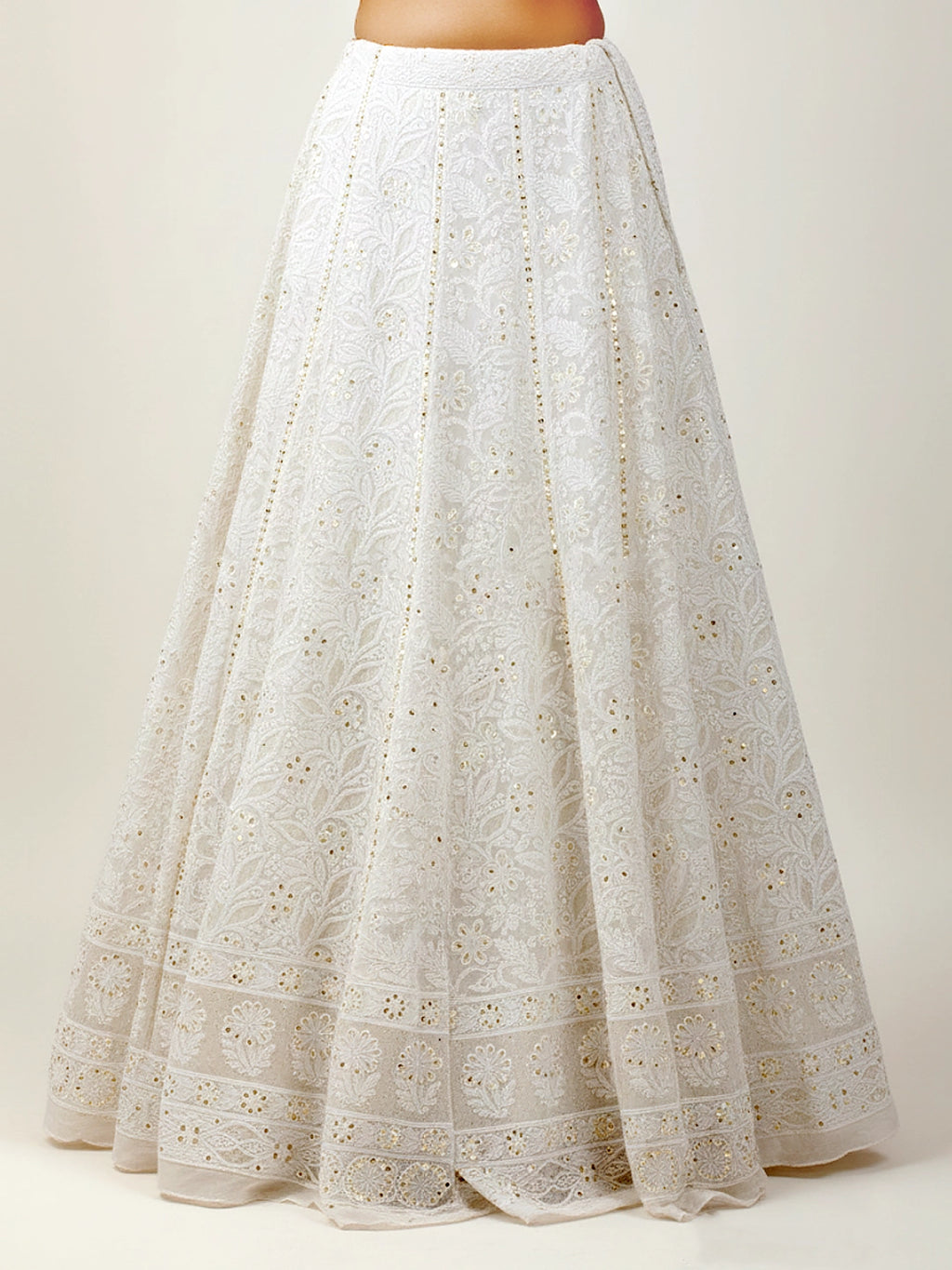 White Aira Viscose Chikankari Lehenga Set
