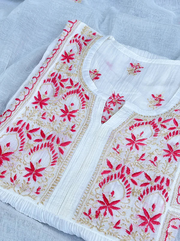 Sahiba Chikankari Kurti Piece with Dupatta - Peach