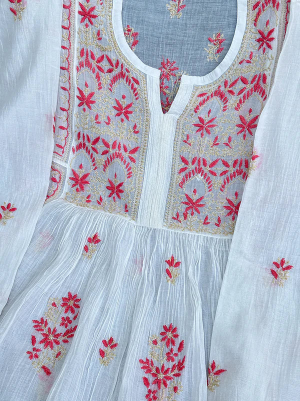 Sahiba Chikankari Kurti Piece with Dupatta - Peach