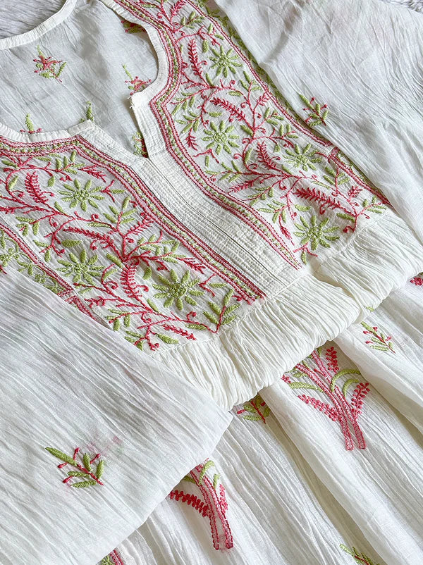 Sahiba Chikankari Kurti Piece with Dupatta - Green