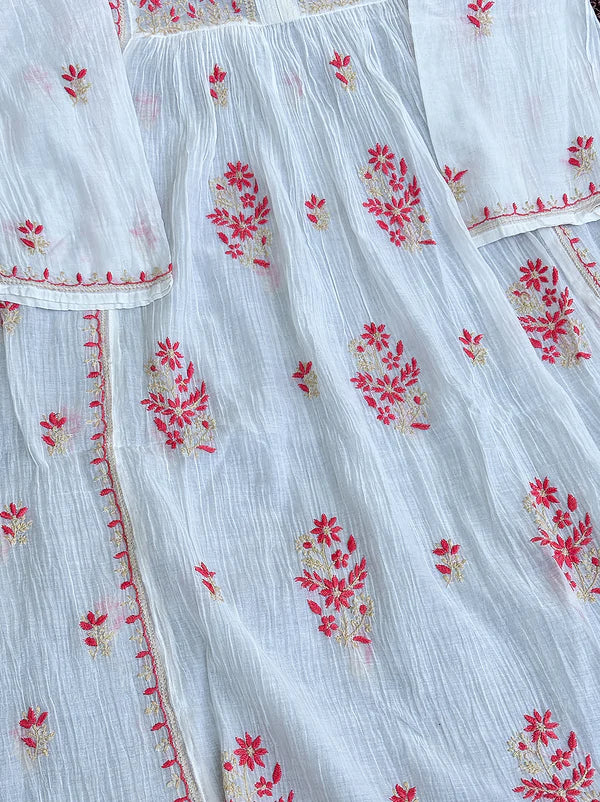 Sahiba Chikankari Kurti Piece with Dupatta - Peach