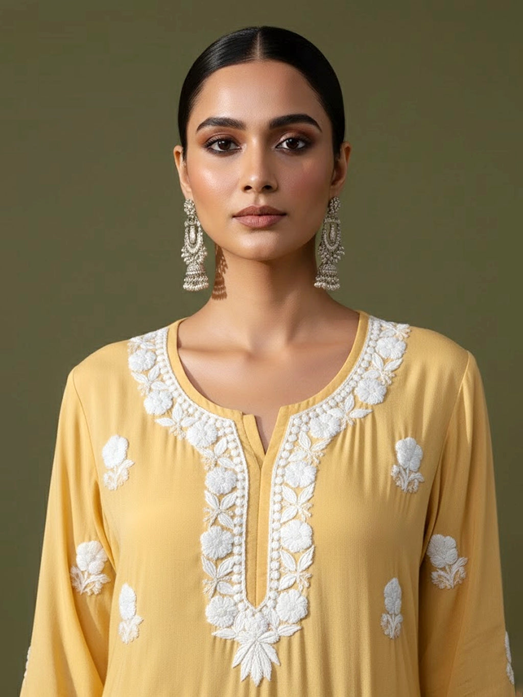 Adda Chikankari Kurta - Yellow