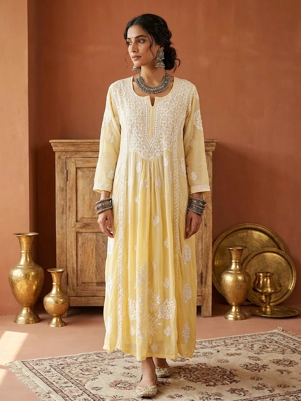 Nabiha Chikankari Kurta - Yellow