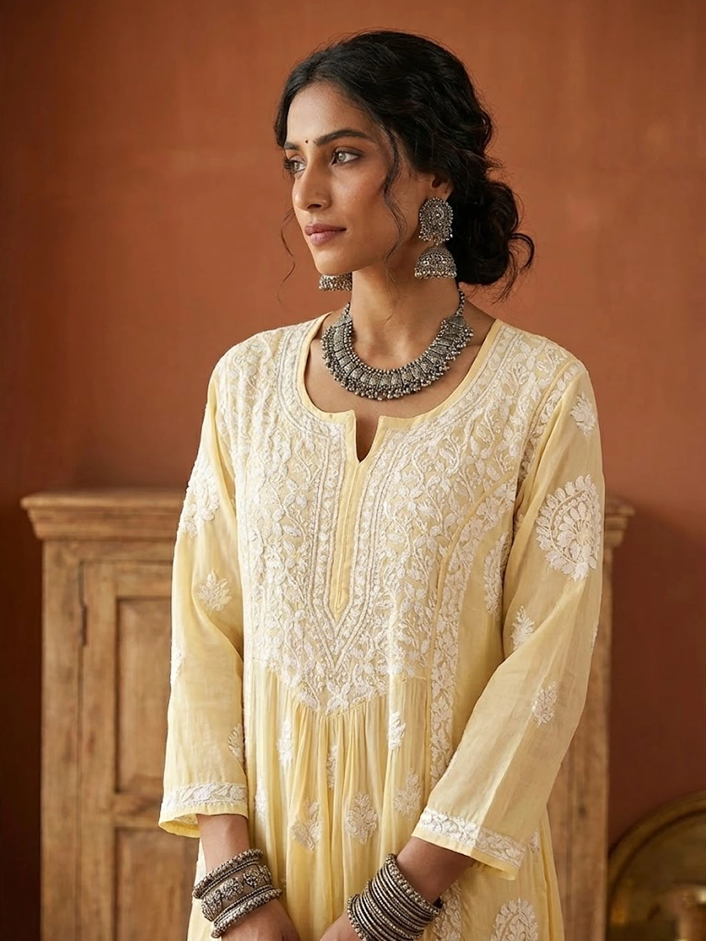 Nabiha Chikankari Kurta - Yellow
