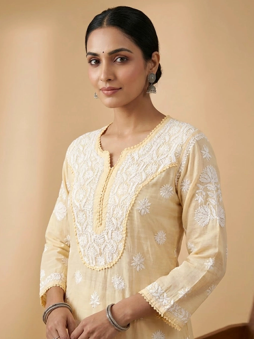 Nargis Chikankari Kurta - Yellow