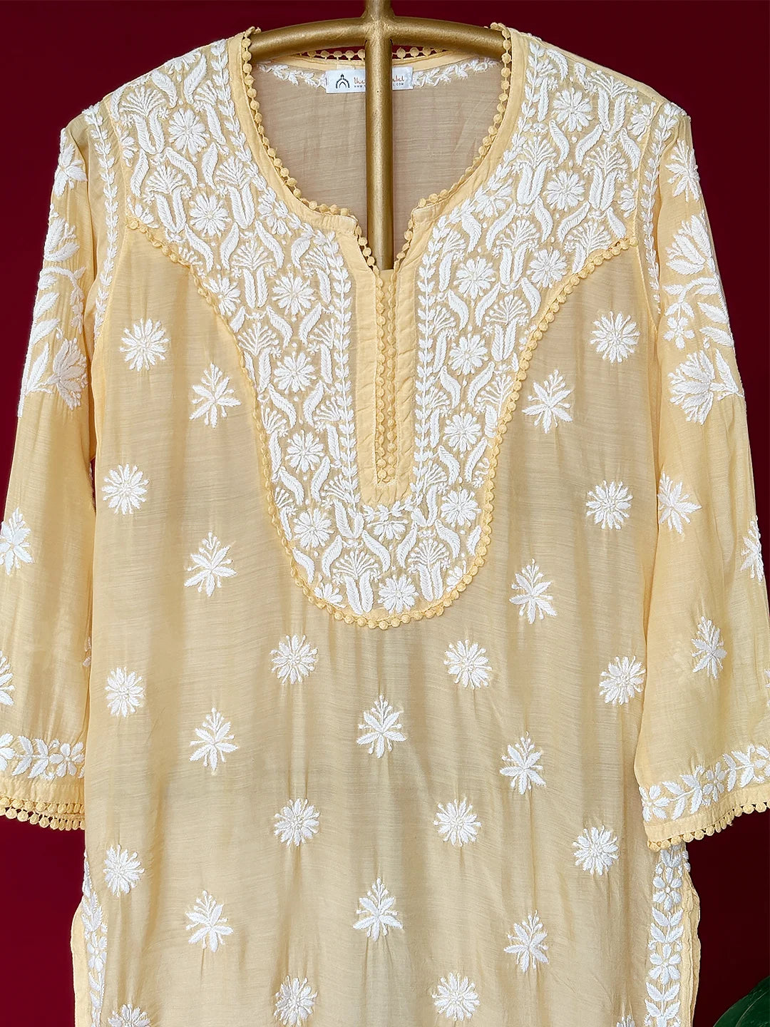 Yellow Nargis Muslin Chikankari Kurta