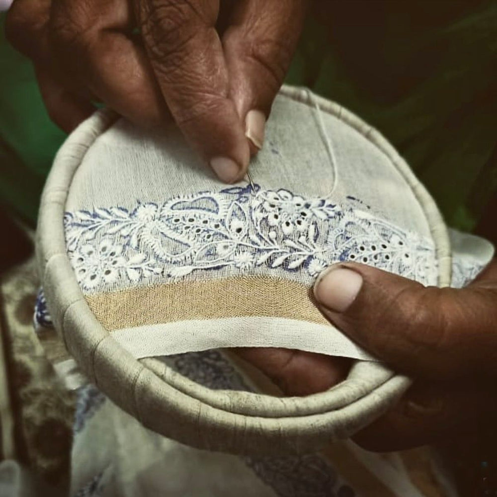 Actual floral and paisley motif close-up