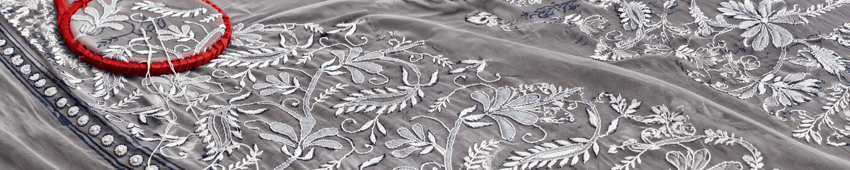 Refined Chikankari embroidery detail for the Privacy and Cookies page.